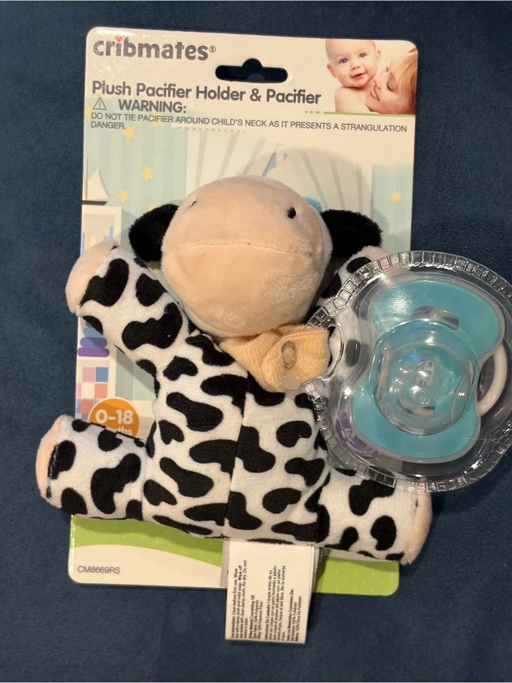Cribmates Plush Cow Pacifier Holder W/Pacifier